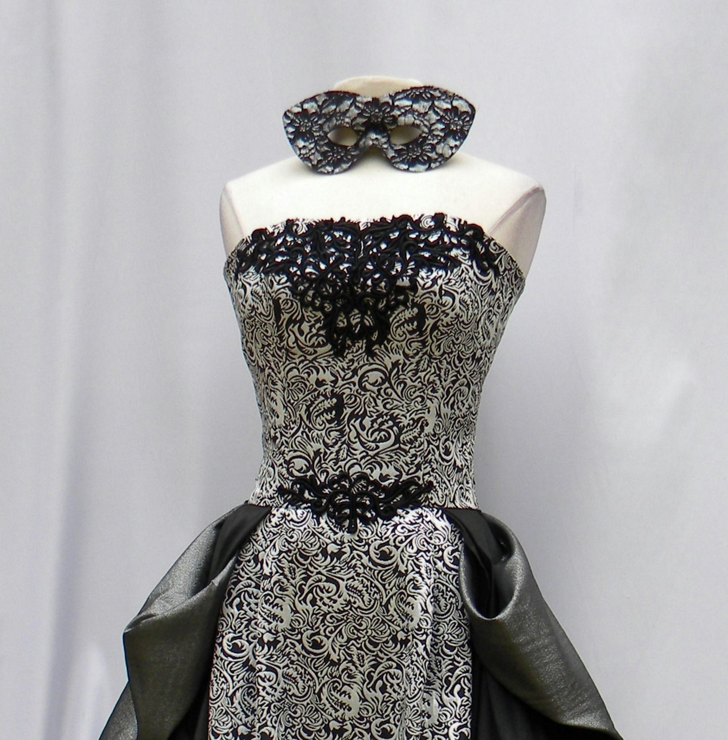 Black And White Print Masquerade Gown ...